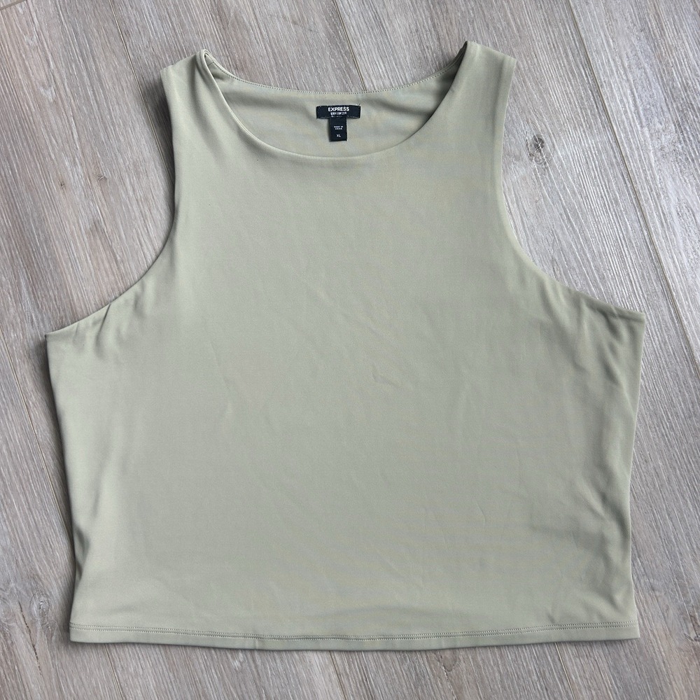 Women's Express Body Contour Tank XL Sage Green Sleeveless Cropped Shape Wear